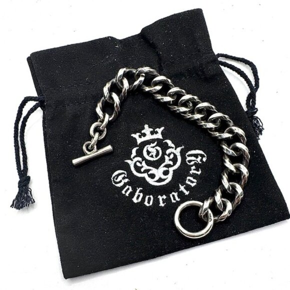 Gaboratory Gabor Vintage Silver Gush Cuban Link Biker BRACELET 925 - Picture 5 of 11